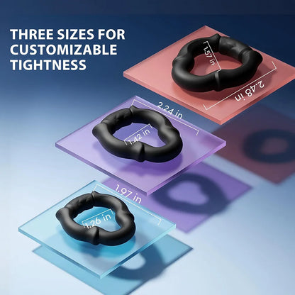 Ergonomic Silicone Penis Ring Set - 3-Piece Adjustable Erection Support with Open-Tip Design