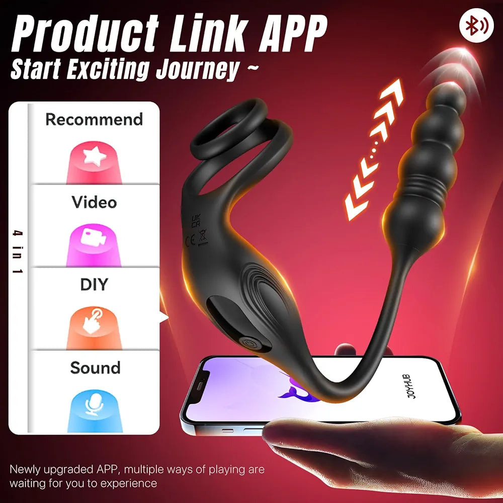 Amiahe App-Controlled Thrusting Prostate Massager and Vibrating Anal Plug for Men