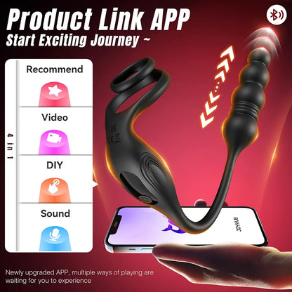 Amiahe App-Controlled Thrusting Prostate Massager and Vibrating Anal Plug for Men