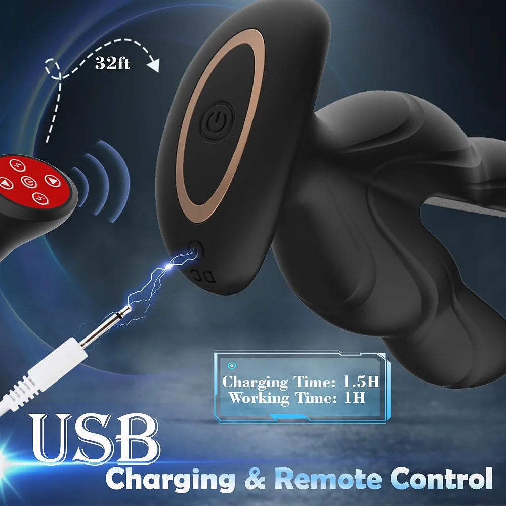 Remote-Controlled Expanding Prostate Massager with 8 Vibration and E-Stim Modes