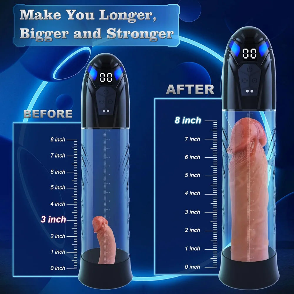 Electric Penis Pump Adult Sex Toys for Men Automatic Enlargers & Extend Pump for Men with 10 Erection Training Modes Male Masturbator Male Penis Pump Entender Pumps & Enlargers 