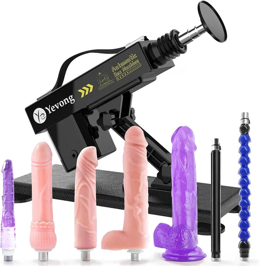 Automatic Thrusting Dildo Machine with Suction Cup and 8 Interchangeable Attachments for Women