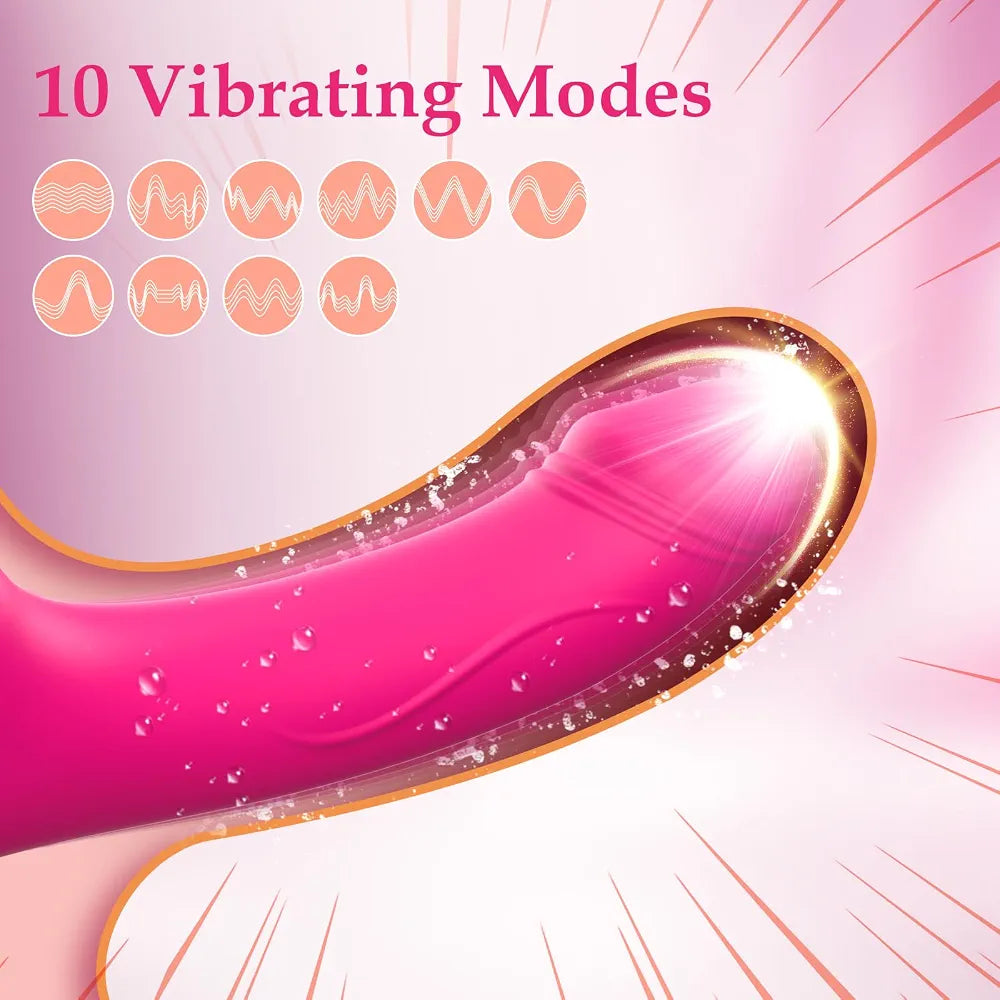 Realistic Double-Ended Strapless Silicone Dildo with 10 Vibration Modes and Remote Control