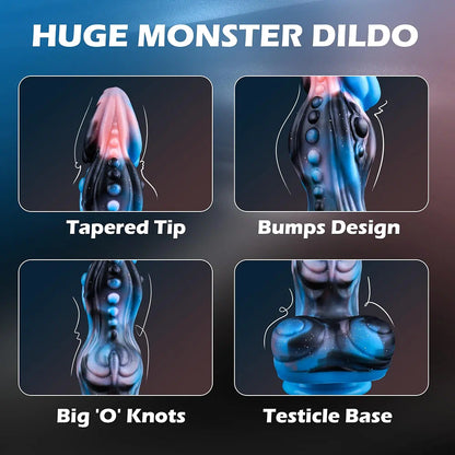 9.72" Fantasy Dragon Monster Dildo with Suction Cup, Heating, and Vibration - Silicone Anal Toy
