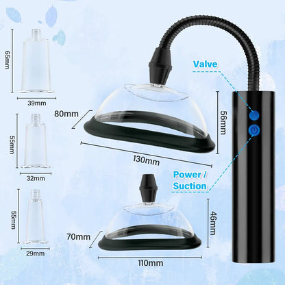 Adult Sex Toys Pussy Pump - Female Sex Toys Nipple Clit Sucker Automatic Vacuum Vagina Sex Pump, Nipple Pussy Sucking BDSM Toys Kit with 3 Powerful Suction Modes, Adult Toys & Games 5 Cups Included