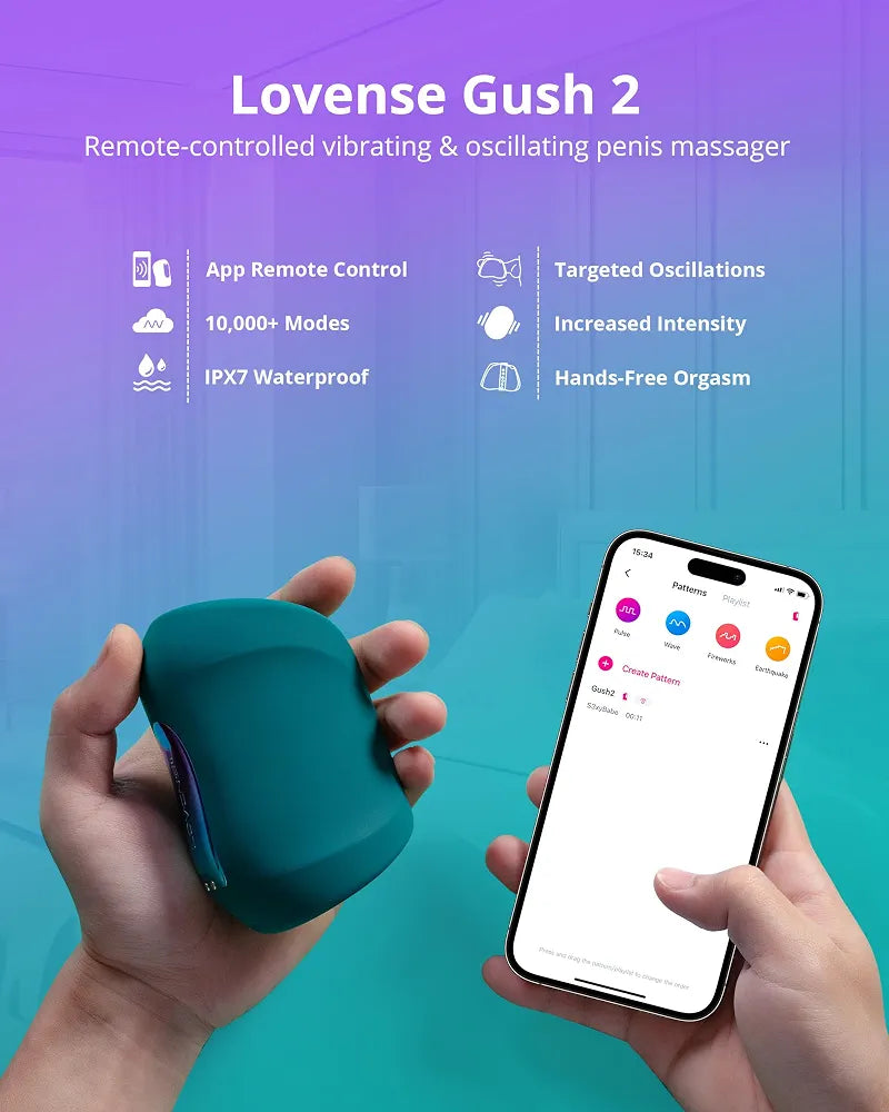 LOVENSE Gush 2 App-Controlled Automatic Male Masturbator with Vibration, Oscillation, and Endurance Training