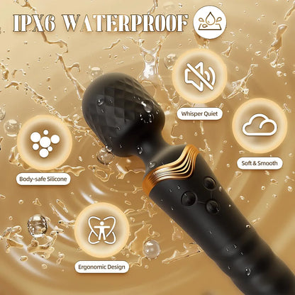 Premium Rechargeable Waterproof Wand Massager for G-Spot and Clitoral Stimulation