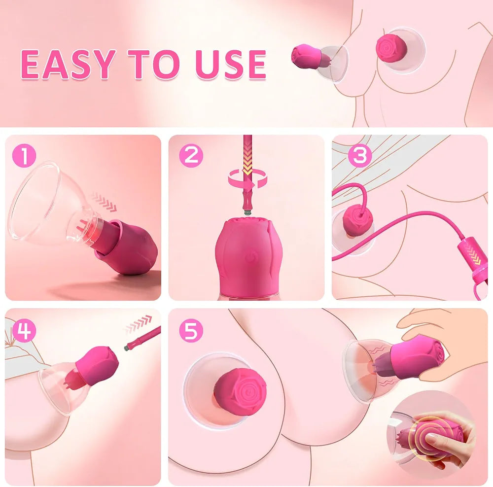 App-Controlled Nipple and Clitoral Suction Vibrator with Hand Pump