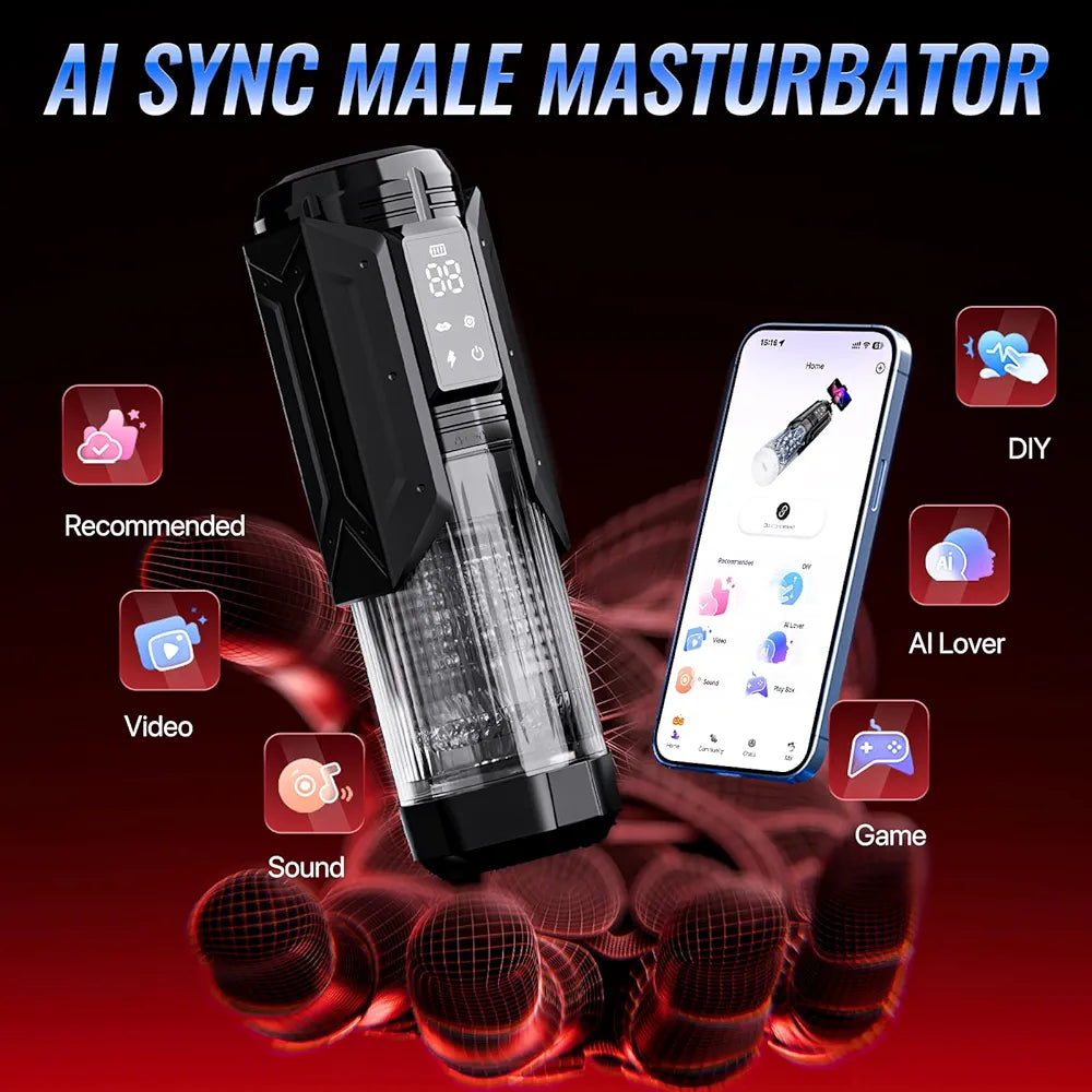 EINSEO AI-Sync Waterproof Male Masturbator with Phone Holder, 7 Sucking & 7 Thrusting Modes, and Suction Base