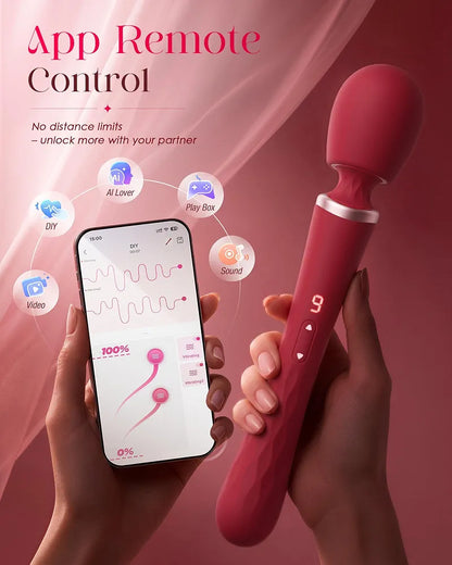 Dual-Ended App-Controlled Wand Vibrator and G-Spot Massager