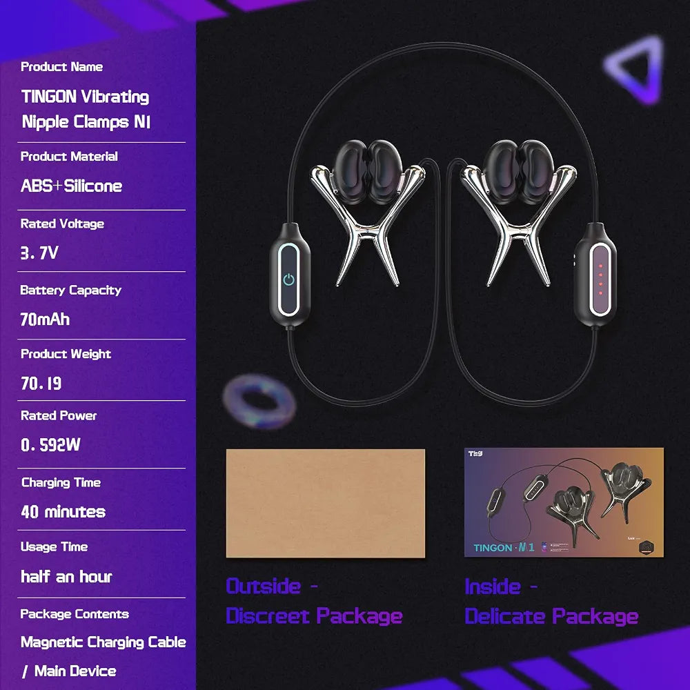 App-Controlled Vibrating Nipple and Sensitivity Clamps with 12 Modes