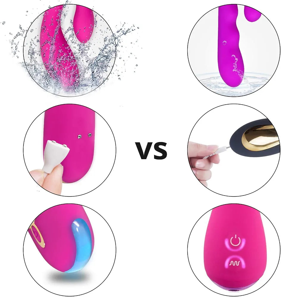 Premium Rechargeable Rabbit G-Spot & Clitoral Vibrator - Waterproof Dual-Stimulation Massager