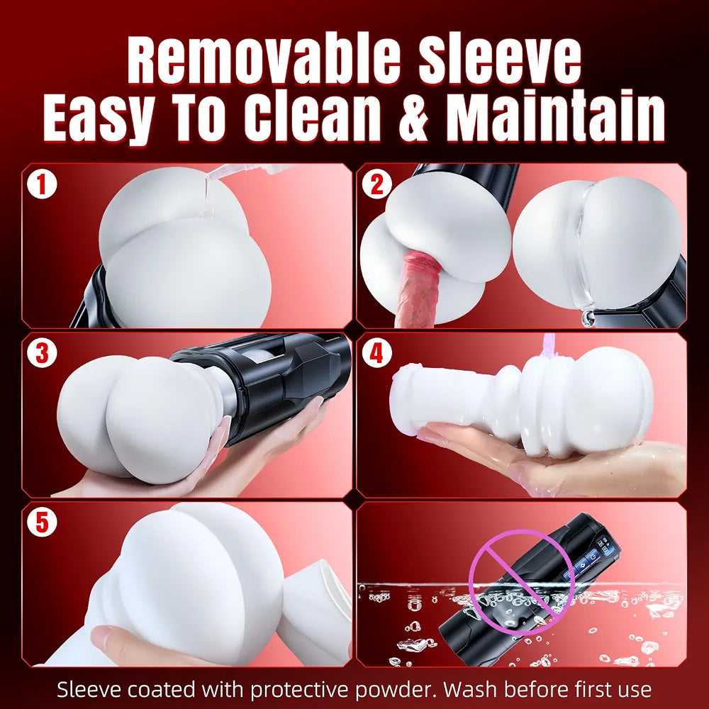 BootyPop Automatic Male Masturbator with 360° Heating, 10 Vibration & 7 Thrusting Modes, Realistic Dual-Channel Stroker with LCD Display