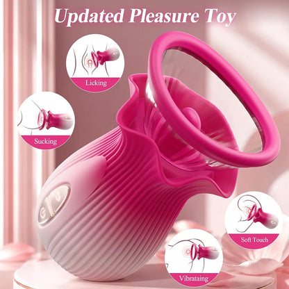 Rose AI-Sync Vibrator: 21-Mode Suction, Licking & Vibration Toy for Clitoral and Anal Stimulation