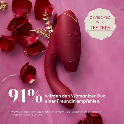 Womanizer Duo 1 Dual-Stimulation Clitoral Suction and G-Spot Vibrator in Bordeaux