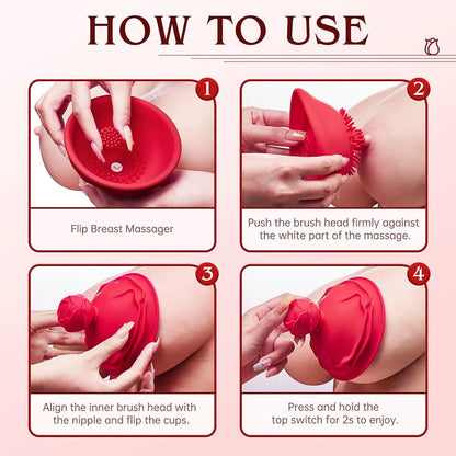 Dual-Pack Rose Nipple & Clitoral Stimulator with 10 Vibration Modes and 3 Interchangeable Heads