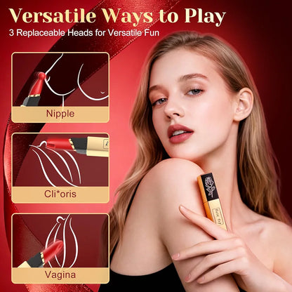 Discreet Rechargeable Lipstick-Style Clitoral Vibrator with 10 Vibration Modes