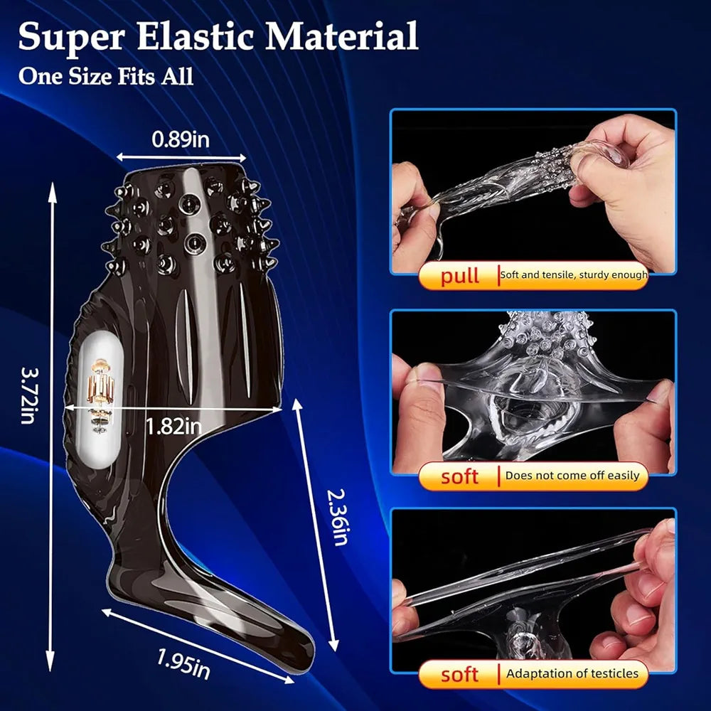 2-Piece Vibrating Penis Extender and Textured Cock Ring Set for Enhanced Erection and Stimulation