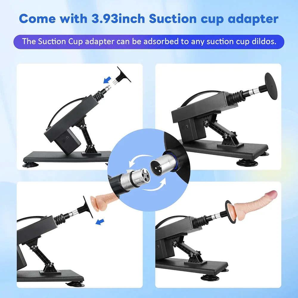 Automatic Thrusting Sex Machine with 3XLR Connector and Suction Cup Attachments for Men and Women