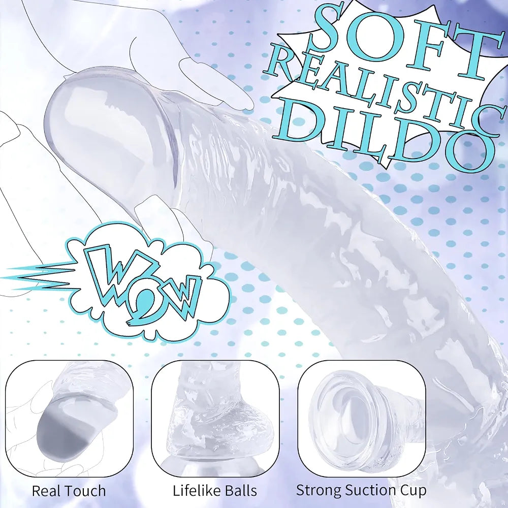 7-Inch Realistic Soft Silicone Dildo with Suction Cup, Beginner-Friendly Anal and G-Spot Stimulator