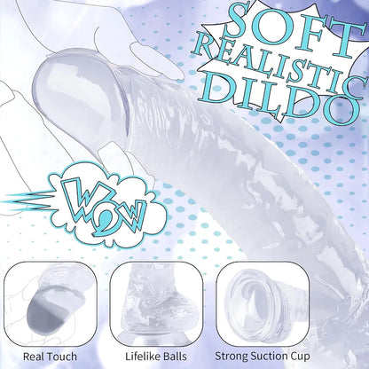 7-Inch Realistic Soft Silicone Dildo with Suction Cup, Beginner-Friendly Anal and G-Spot Stimulator