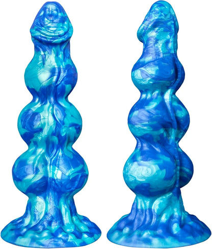 10-Inch Monster Fantasy Knot Dildo with Suction Cup - Triple-Knotted Horse and Dragon Inspired Girthy Silicone Toy