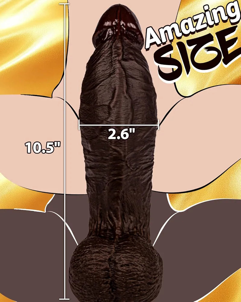 10.5'' Realistic Dual Density Silicone Dildo with 8.6'' Girth and Strong Suction Cup