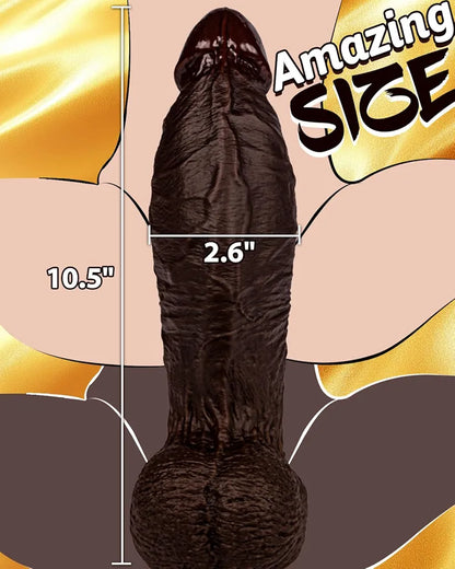 10.5'' Realistic Dual Density Silicone Dildo with 8.6'' Girth and Strong Suction Cup