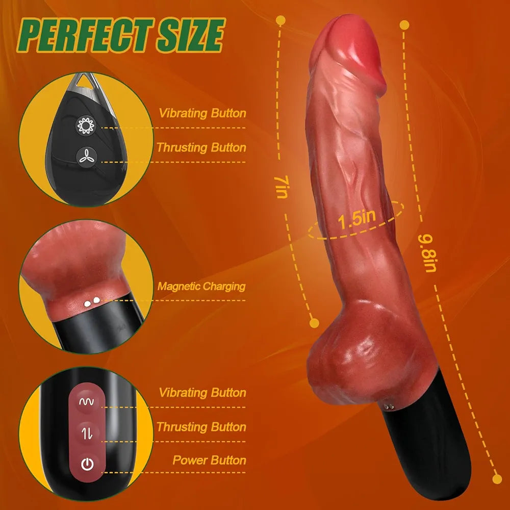 9.8-Inch Realistic Thrusting Dildo Vibrator with Remote Control, 7 Vibration & 7 Thrusting Modes for G-Spot Stimulation