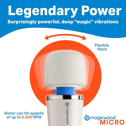 Premium Cordless Micro Wand Massager - Compact Multi-Speed Personal Body Massager with Flexible Silicone Head