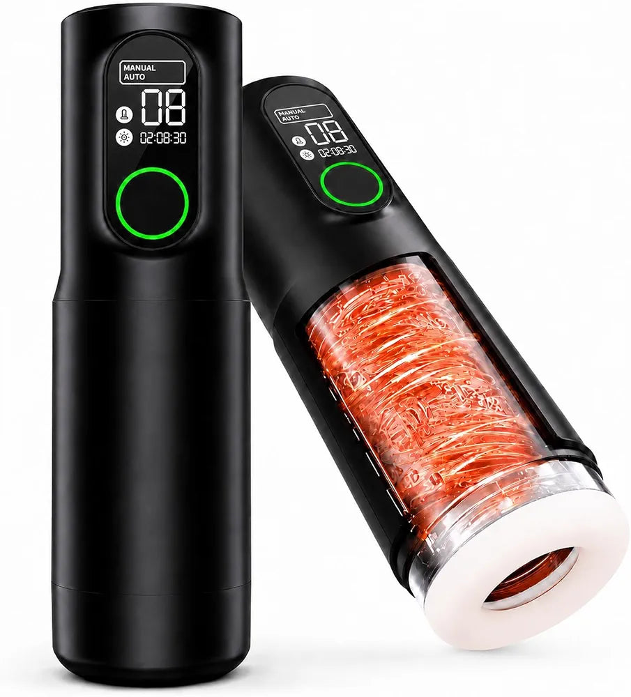 TriggerX Automatic Male Masturbator with Heating, 10 Thrusting & 10 Rotating Modes, LED Display, and Stepless Speed Control