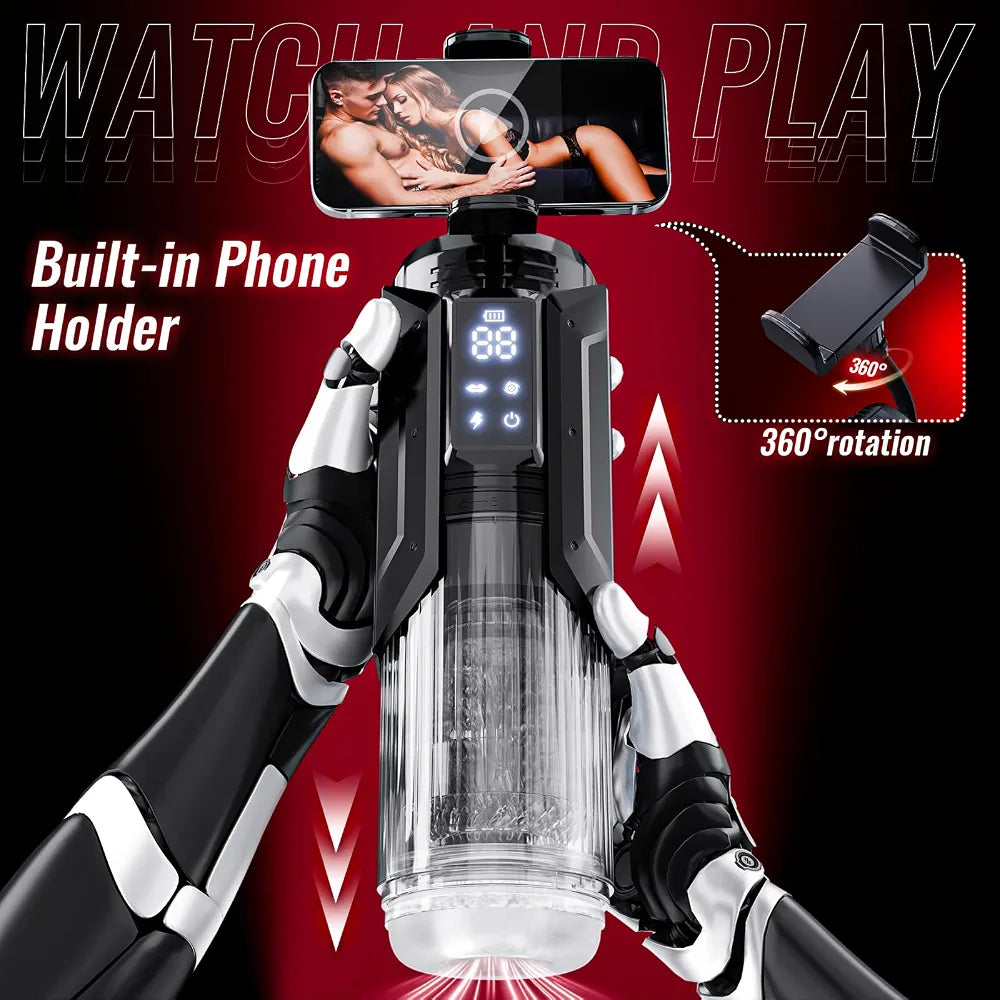 EINSEO AI-Sync Waterproof Male Masturbator with Phone Holder, 7 Sucking & 7 Thrusting Modes, and Suction Base