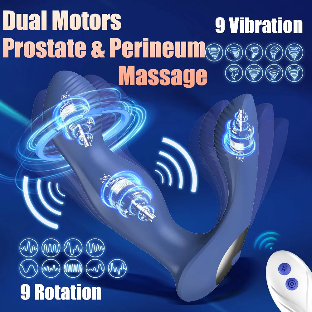 Remote-Controlled Prostate Massager and Anal Vibrator with Rotating and Pulsating Functions