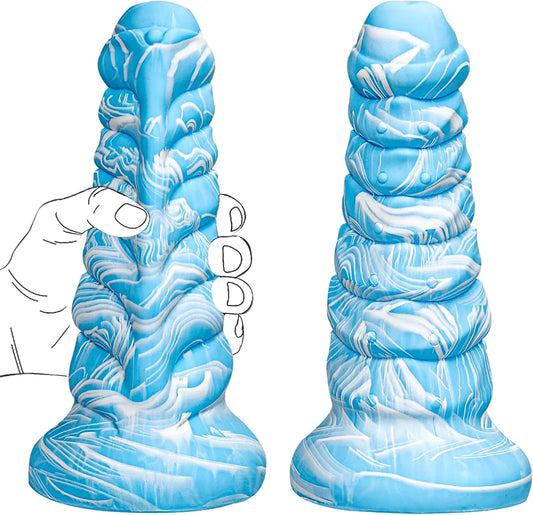 10-Inch Extra Thick Fantasy Monster Dildo with Ridges, Beads, and Suction Cup Base