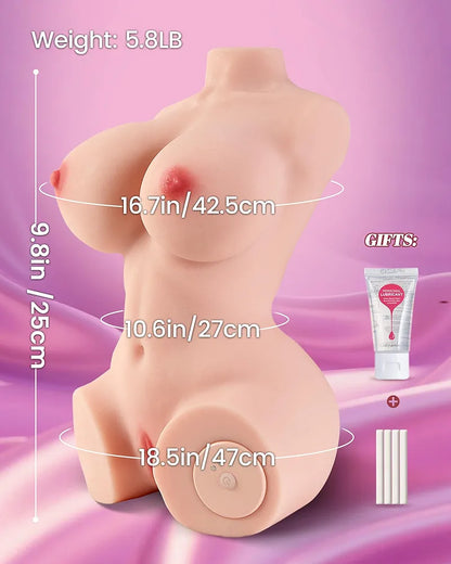 Realistic 5.8LB Silicone Male Masturbator Torso with Vibrating Vagina and Anal Features