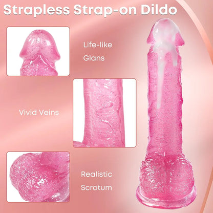 7.9-Inch Realistic Strapless G-Spot Dildo with Strong Suction Cup - Soft Lifelike Pink Silicone Sex Toy for Women and Couples