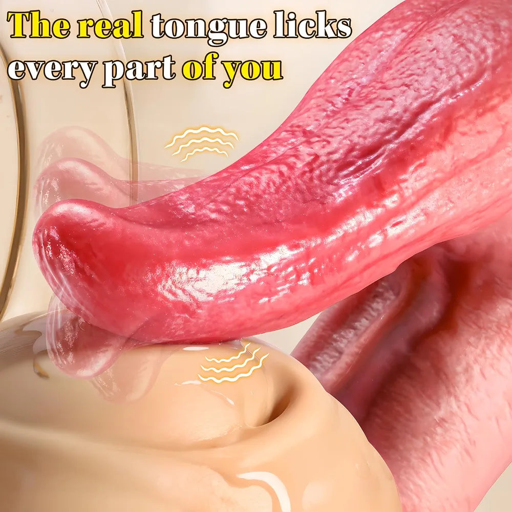 Realistic Silicone Thrusting & Licking Vibrating Dildo with Suction Cup - 8 Modes for G-Spot and Anal Stimulation