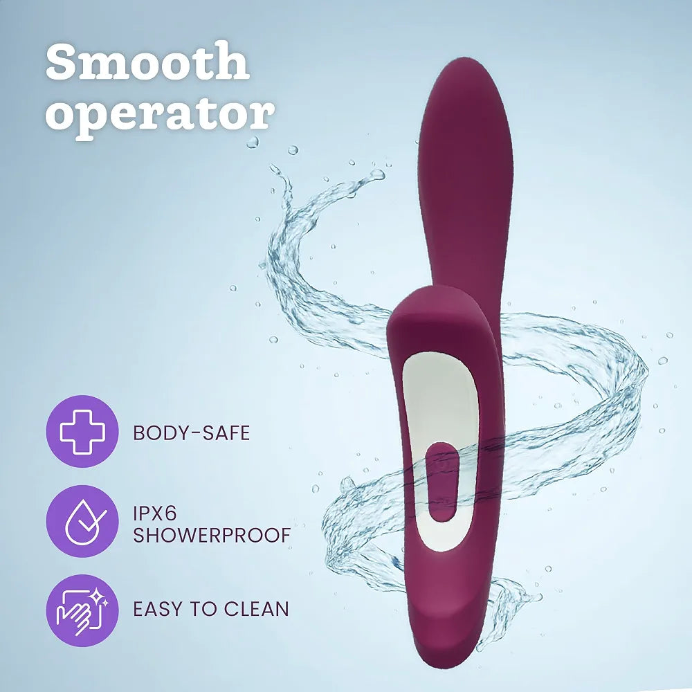 Premium Dual-Motor Rabbit Wand Vibrator with 14 Tapping and Vibration Modes - Waterproof Silicone G-Spot and Clitoral Stimulator