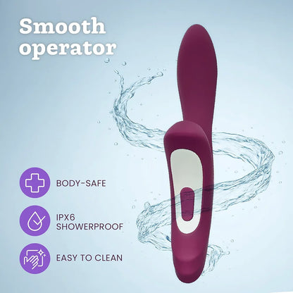 Premium Dual-Motor Rabbit Wand Vibrator with 14 Tapping and Vibration Modes - Waterproof Silicone G-Spot and Clitoral Stimulator