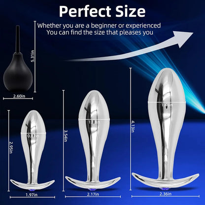 3-Piece Jewel Anal Plug Starter Kit for Beginners - Blue