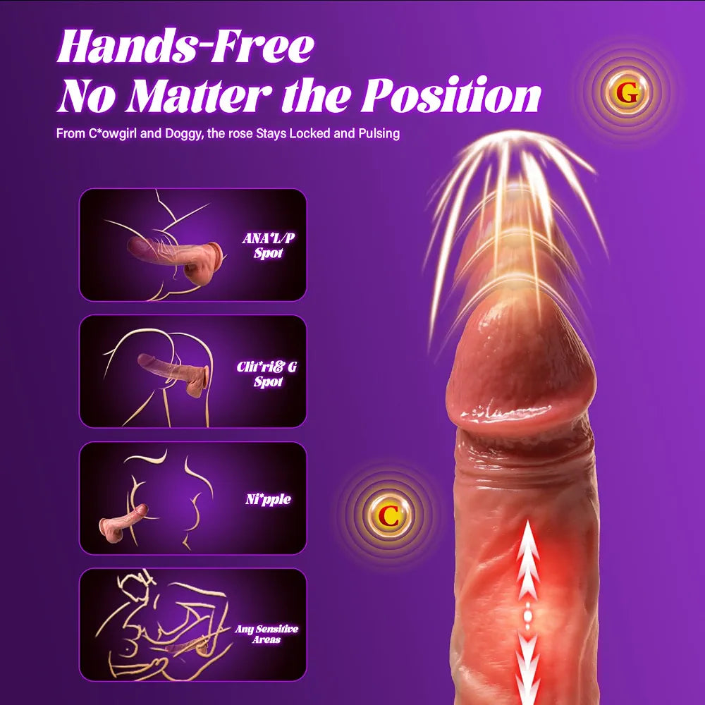 8.67-Inch Realistic Thrusting Silicone Dildo with 3 Pulsation and 5 Vibration Modes