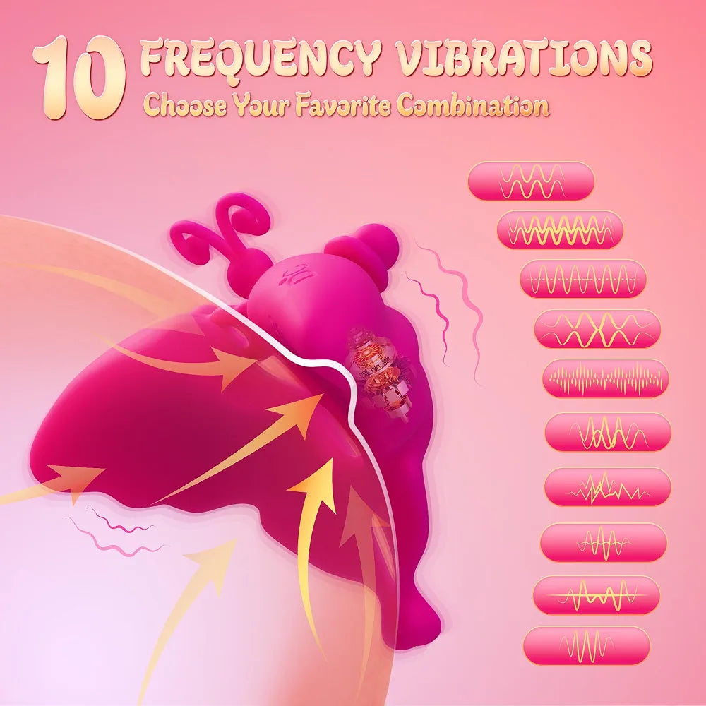 Remote-Controlled Vibrating Nipple Clamps - 10-Mode Adjustable Butterfly Nipple Stimulator for Couples