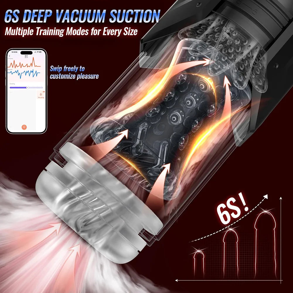 EINSEO AI-Sync Waterproof Male Masturbator with Phone Holder, 7 Sucking & 7 Thrusting Modes, and Suction Base