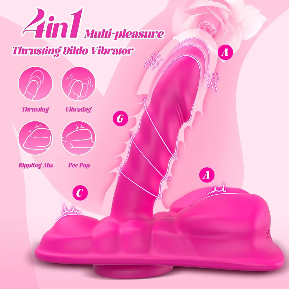 10-Speed Remote-Controlled Thrusting and Vibrating Anal Dildo and Clitoral Stimulator