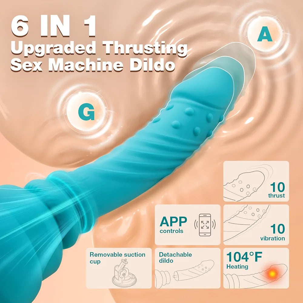 MOMONII 10.83" App-Controlled Heated Thrusting & Vibrating Dildo Machine with Suction Cup