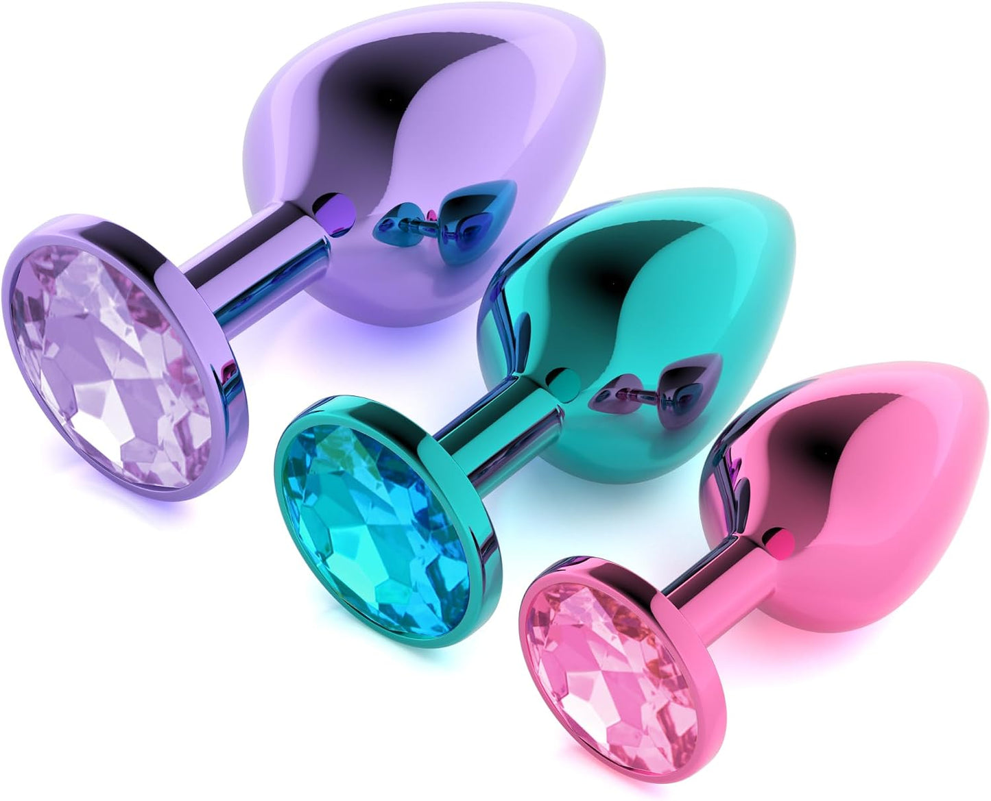 3-Piece Luxury Jewel-Base Metal Anal Plug Set for Beginners and Advanced Play