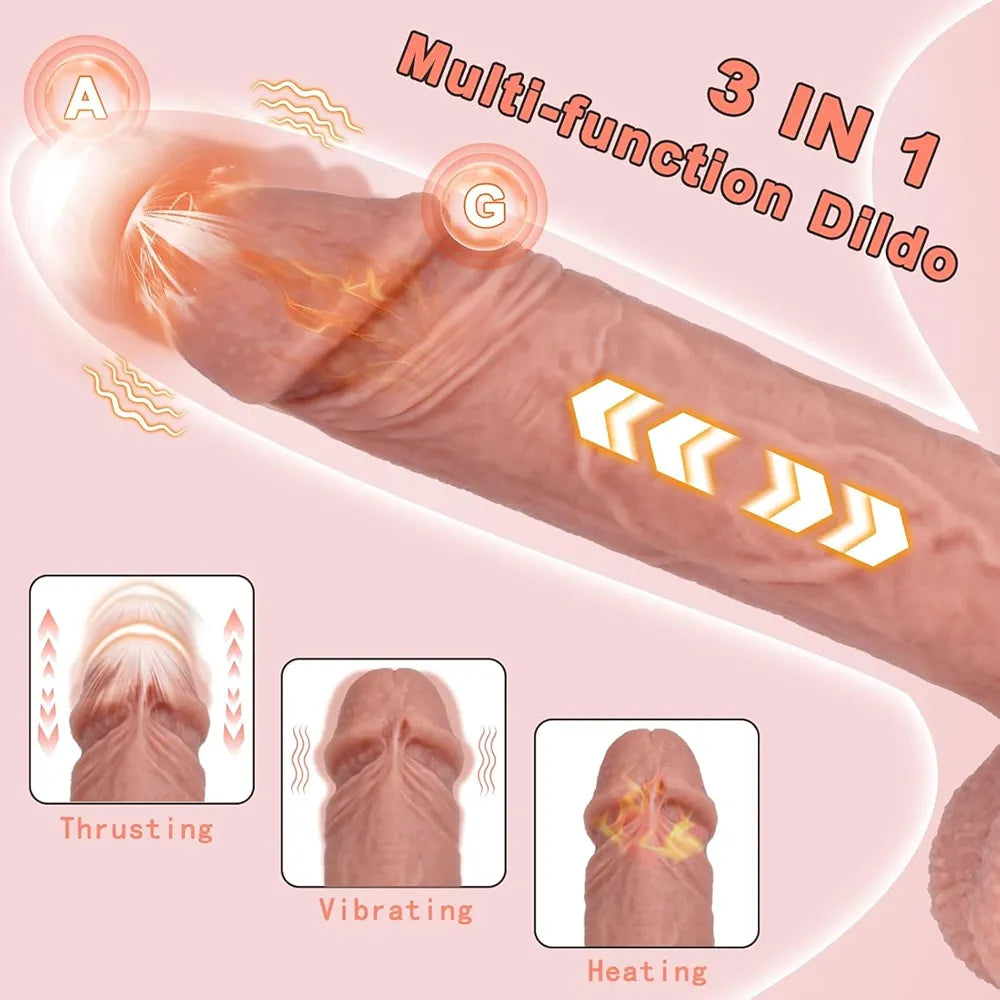 8.9-Inch Realistic Thrusting and Vibrating G-Spot Dildo with Remote Control, Suction Cup Base, and Multiple Stimulation Modes for Women and Couples