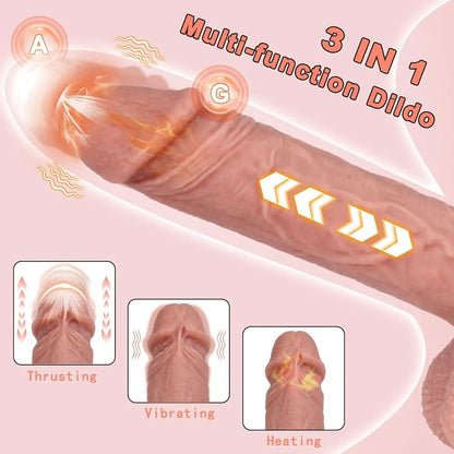 8.9-Inch Realistic Thrusting and Vibrating G-Spot Dildo with Remote Control, Suction Cup Base, and Multiple Stimulation Modes for Women and Couples
