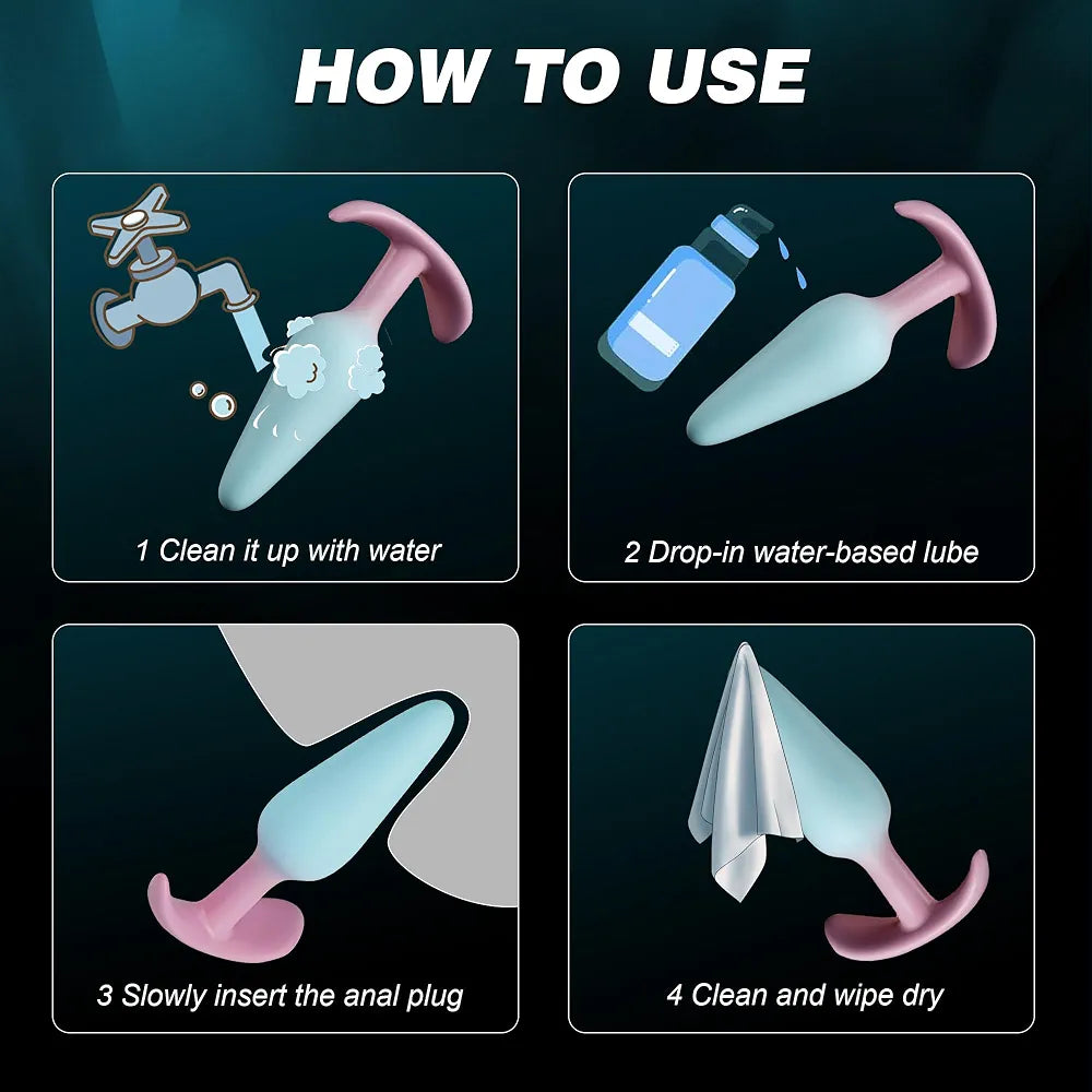Silicone Anal Training Plug Set - 3-Piece Beginner to Advanced Expander Kit