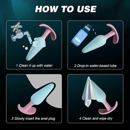 Silicone Anal Training Plug Set - 3-Piece Beginner to Advanced Expander Kit